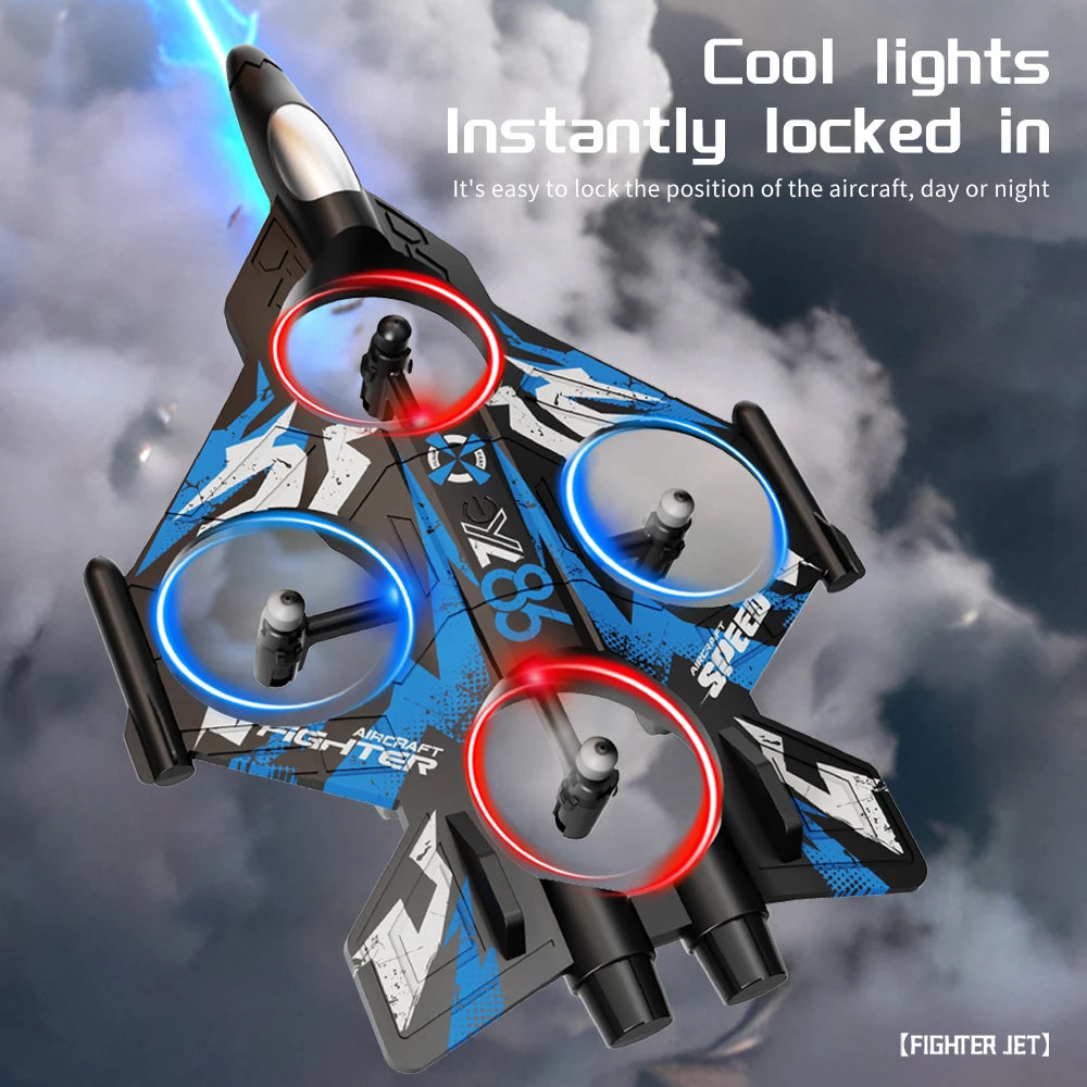 YL86 RC Plane with Camera Helicopter Three speed switching Aircraft Rolling at 360 °Fighter Hover at fixed height RC Drone Toys