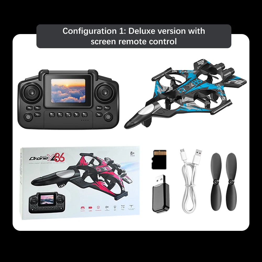 YL86 RC Plane with Camera Helicopter Three speed switching Aircraft Rolling at 360 °Fighter Hover at fixed height RC Drone Toys
