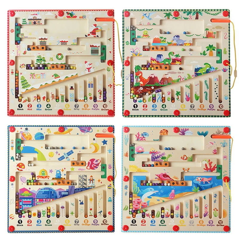 Large Montessori Scene Maze Toys, Color Sorting, Number Game, Patience/Concentration Training, Christmas/Halloween Gift