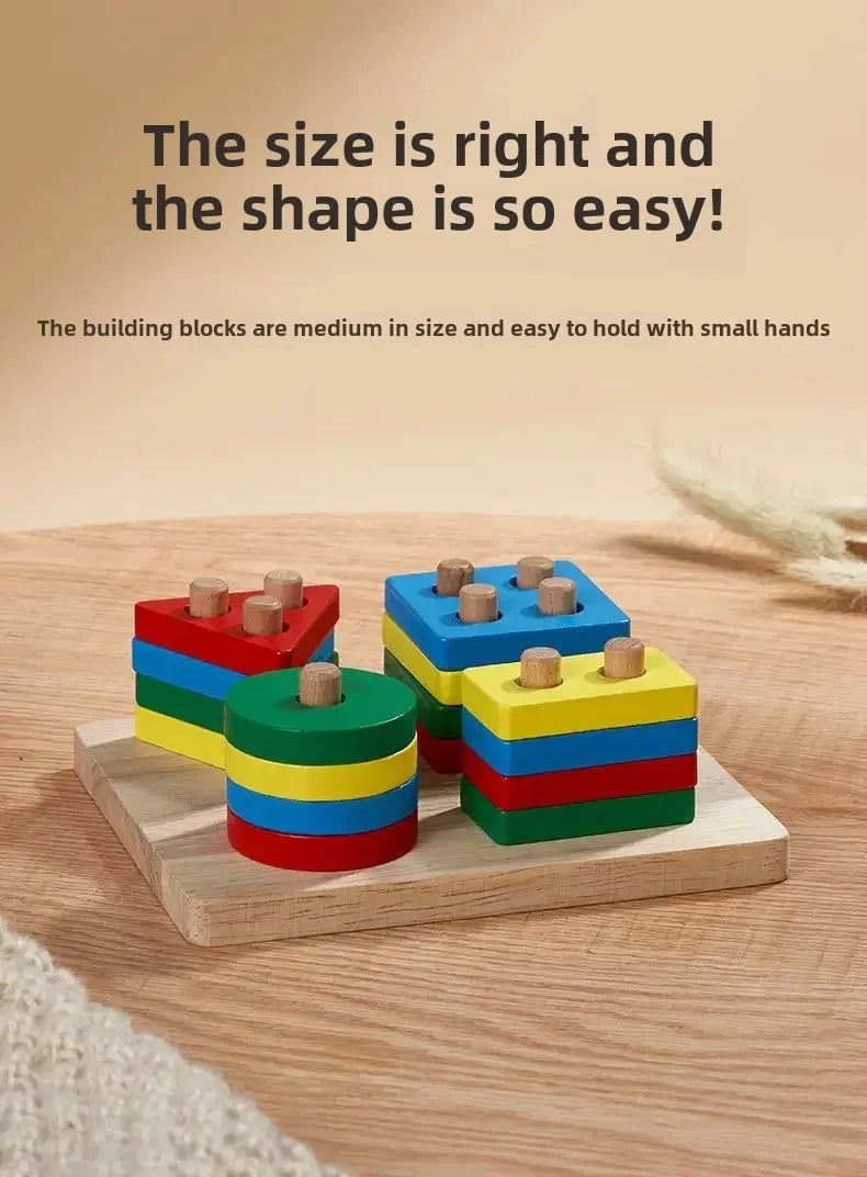 Montessori Wooden Sorting Stacking Toys Puzzle for Toddlers and Kids Preschool Fine Motor Skill Toy for 1 Years
