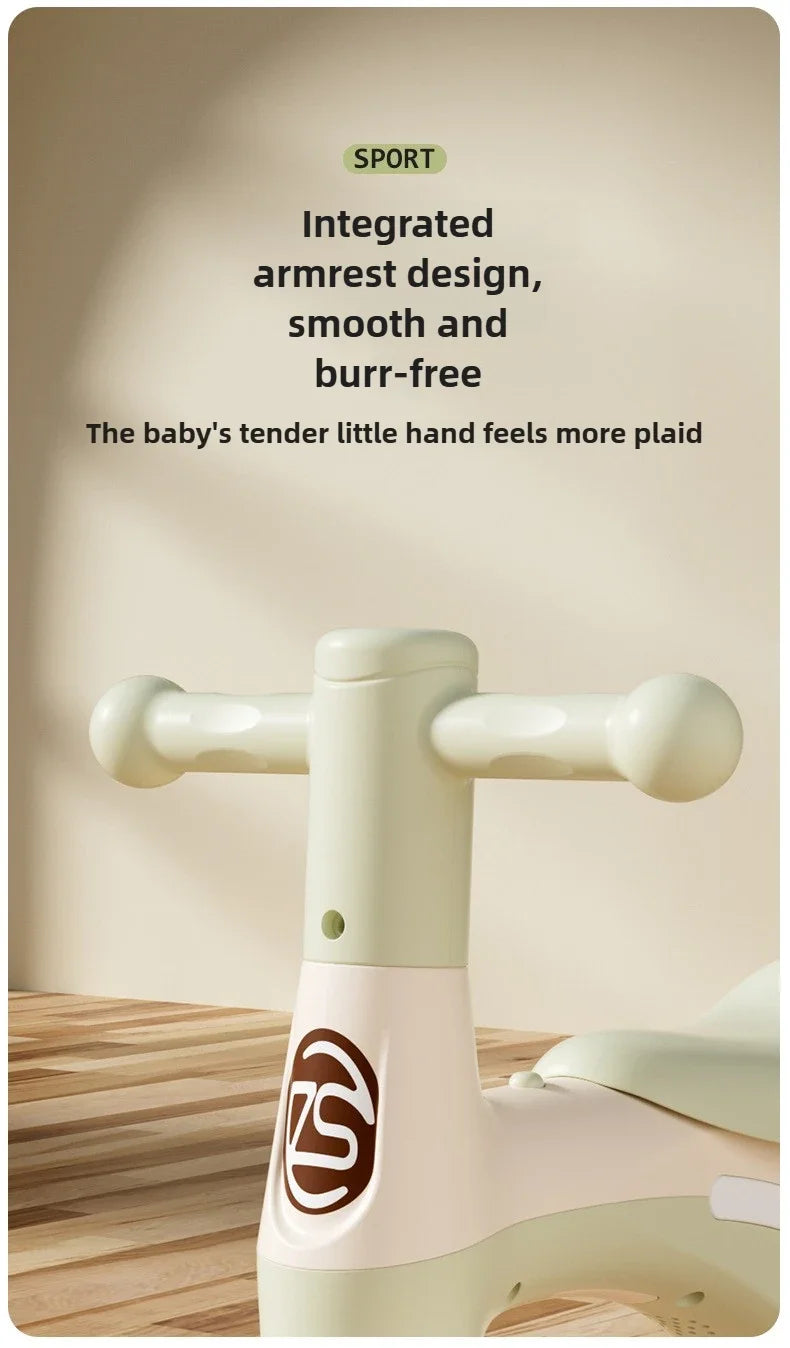 Anti-Tip Baby Balance Bike Ages 1-3 4-Wheel Silent Glider Walker Toy Toddler Training Ride-On with Safety Wheels Indoor Outdoor