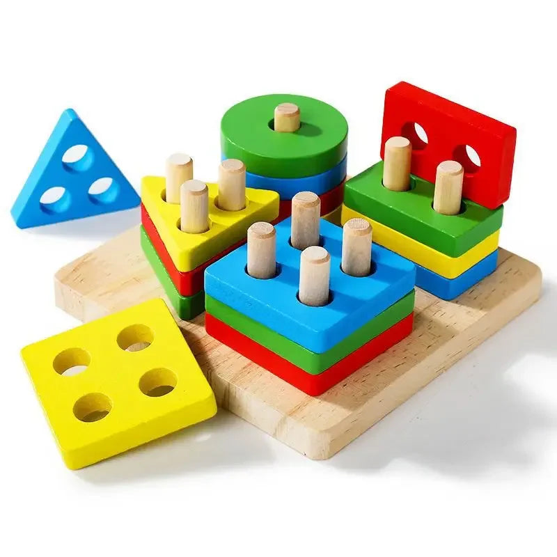 Montessori Wooden Sorting Stacking Toys Puzzle for Toddlers and Kids Preschool Fine Motor Skill Toy for 1 Years