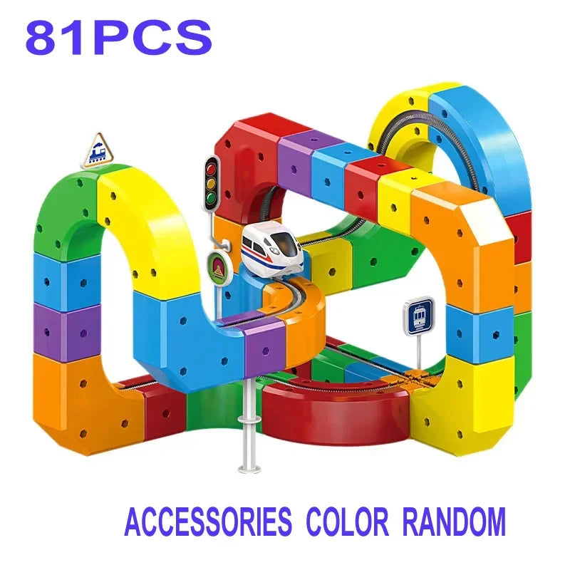 Children Magnetic Rail Car Cube Toys Educational Toy DIY Building Blocks Magical Track Train Gravity Maze Toy Christmas Gifts