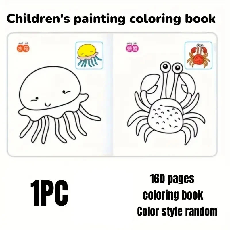 160-Page Coloring & Drawing Book with Animal & Nature Themes Non-Toxic Safe Paper Blue Cover Art Supplies Creative Birthday Gift