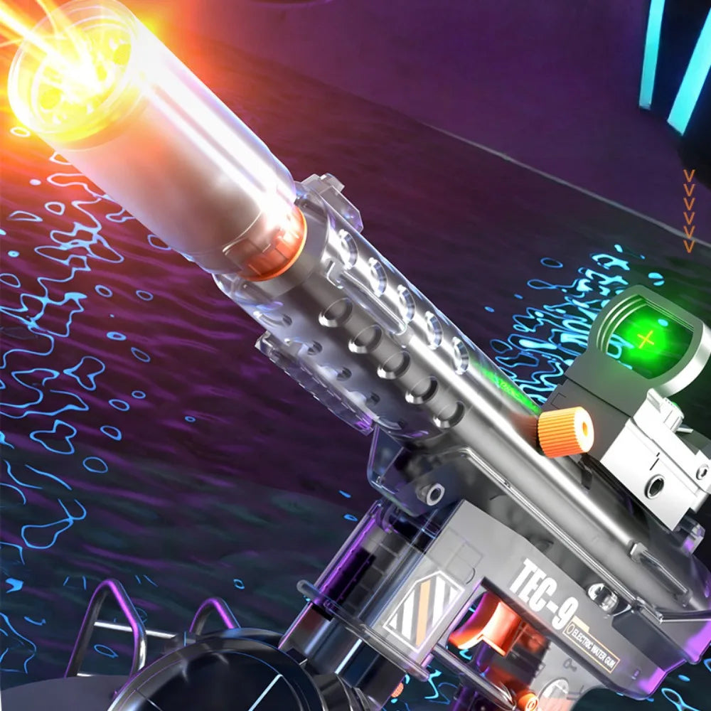 Electric Water Gun Toy Continuous Shooting with Firelight Large Capacity Water Pistol Summer Beach Outdoor Fun Game for Children