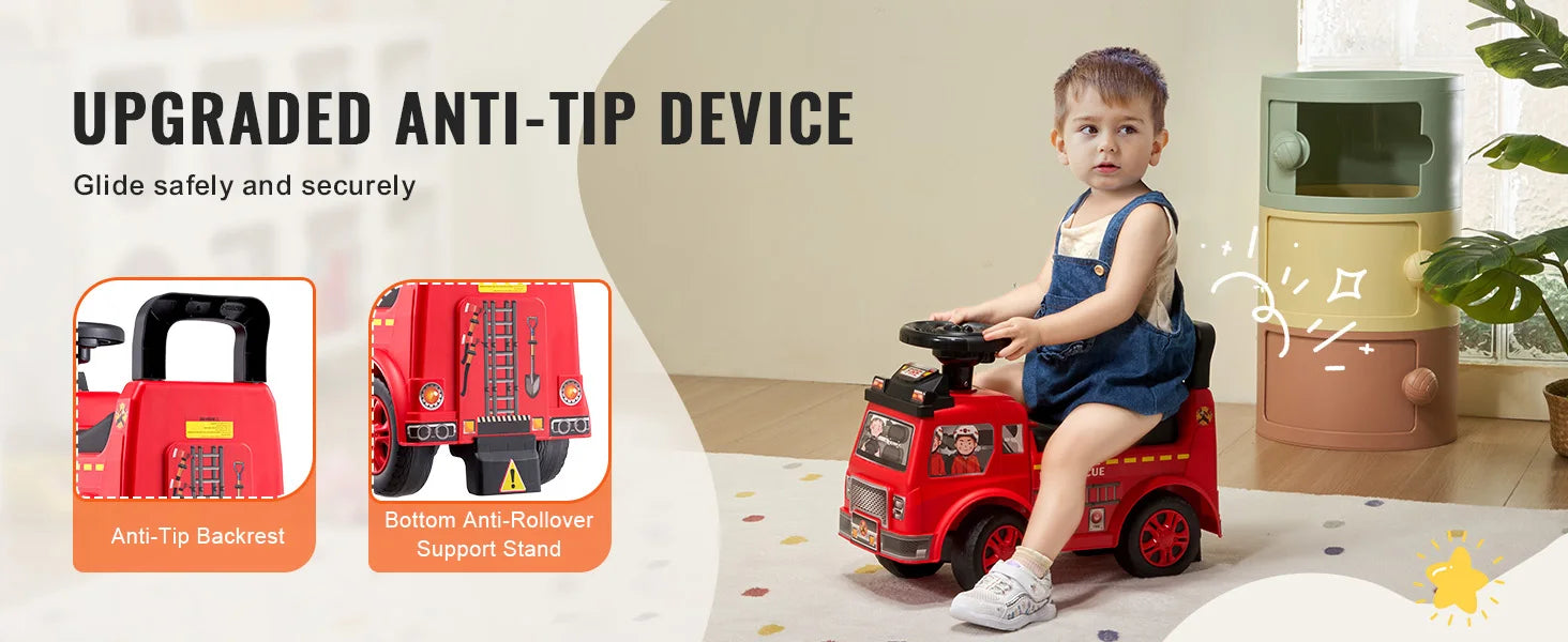 SucceBuy Ride On Push Car Kids Ride On Car with Music Steering Wheel & Under Seat Storage for Toddlers Ages 3-12 Ride Racer