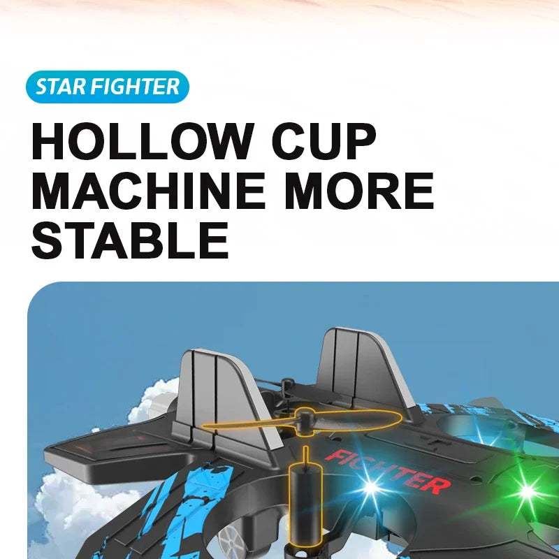 2.4G remote control fighter electric foam glider stunt tumbling UAV hovering helicopter with LED colorful lights aircraft model