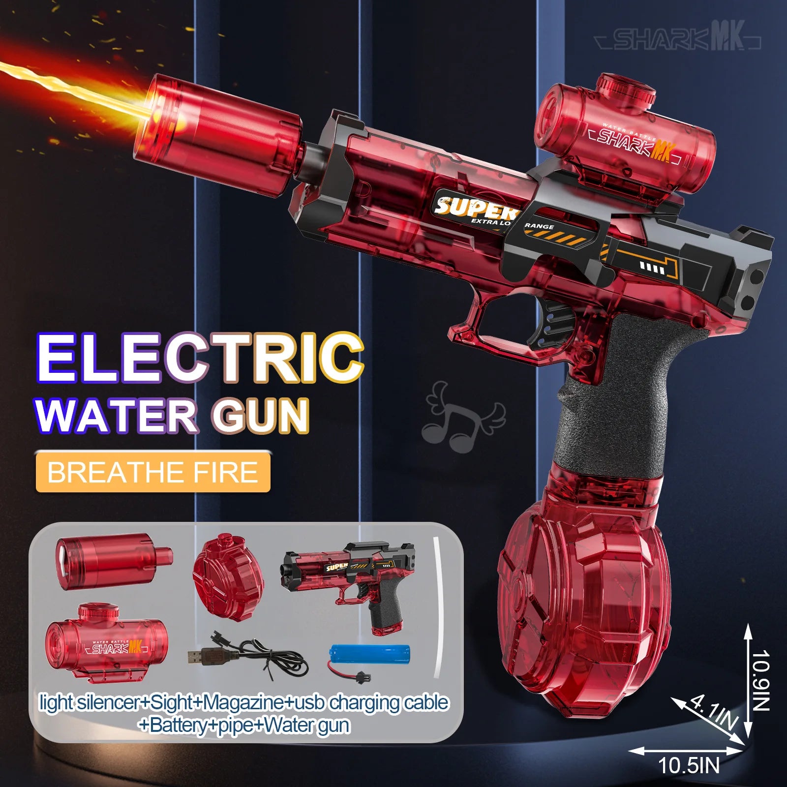 Electric Water Gun With light Sprays Flame Effect Continuously High-pressure Powerful Outdoor Water Gun Toys pistolet na wode