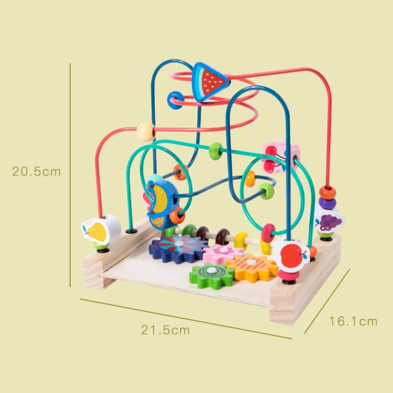Montessori Toys Wooden Roller Coaster Bead Maze Abacus Math Toys Toddler Early Educational Toys for Kids Children 1-3 Years