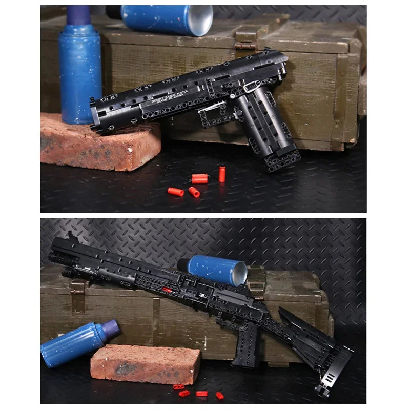 WW2 Military Series Rifle Gun K98 MP5 QBZ95 M4 Desert Eagle Weapon Building Blocks Pistol Machine Can Shoot Bullet Bricks Toys