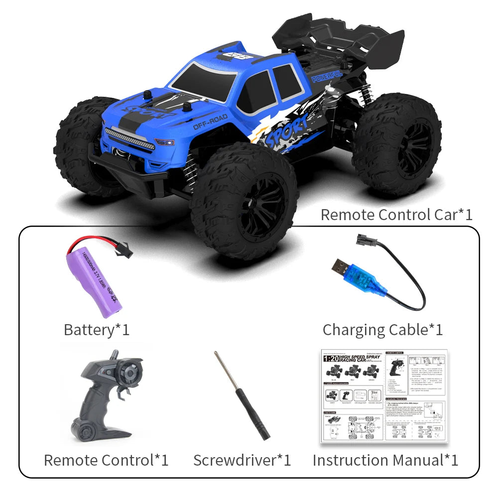 Rc Car High Speed with Light 2.4G Remote Control Racing Car Vehicle Truck 20KM/H Off-Road Climbing RC Toys for Kids Gift