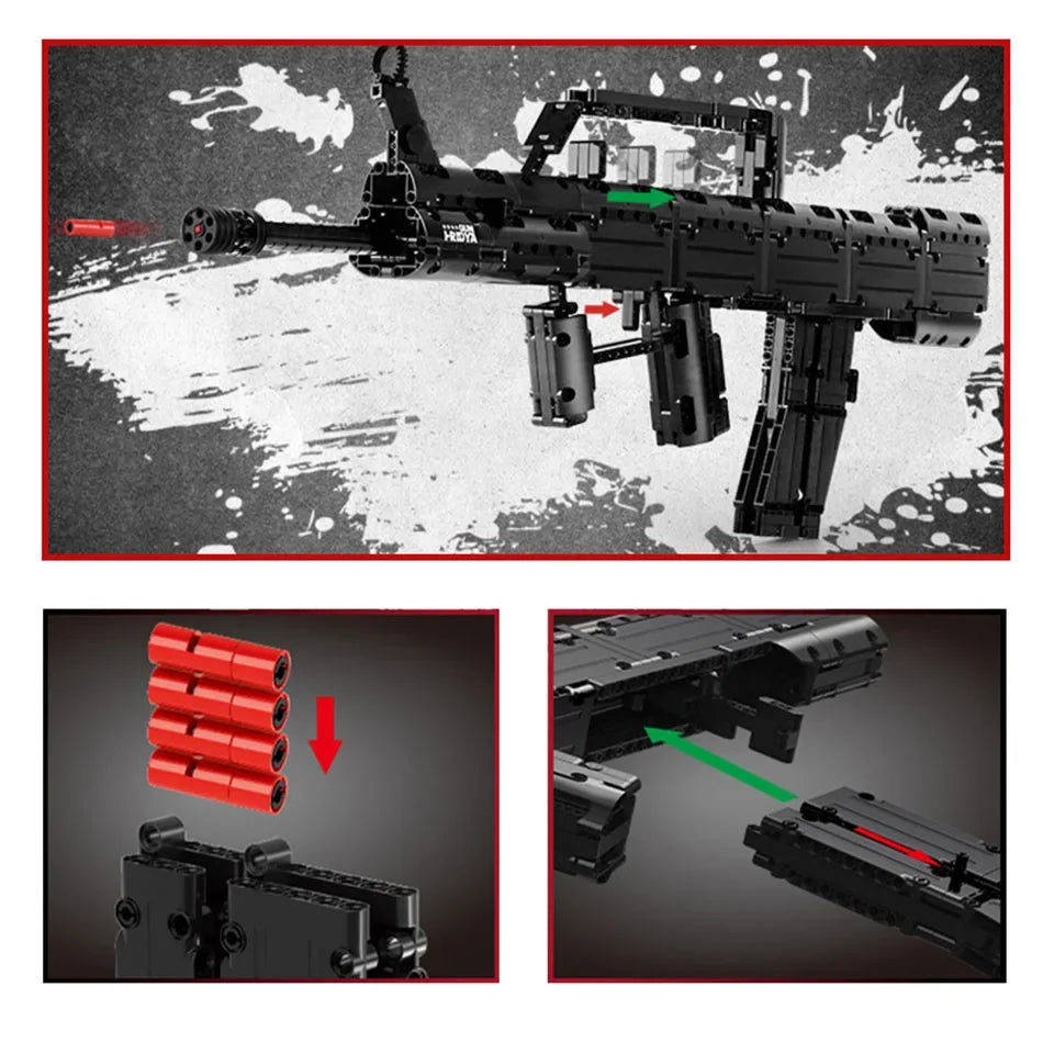 WW2 Military Series Rifle Gun K98 MP5 QBZ95 M4 Desert Eagle Weapon Building Blocks Pistol Machine Can Shoot Bullet Bricks Toys