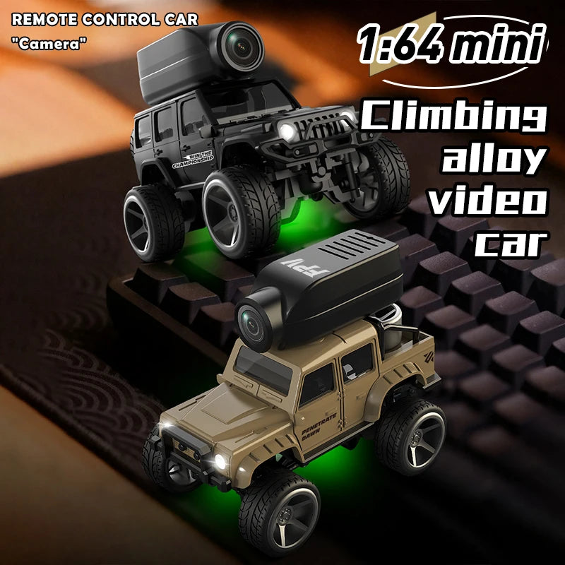 KF32 1:64 RC Mini Climbing Car With LED Light and HD Camera Radio Remote Control Cars Alloy Toy For Kids Christmas Holiday Gifts
