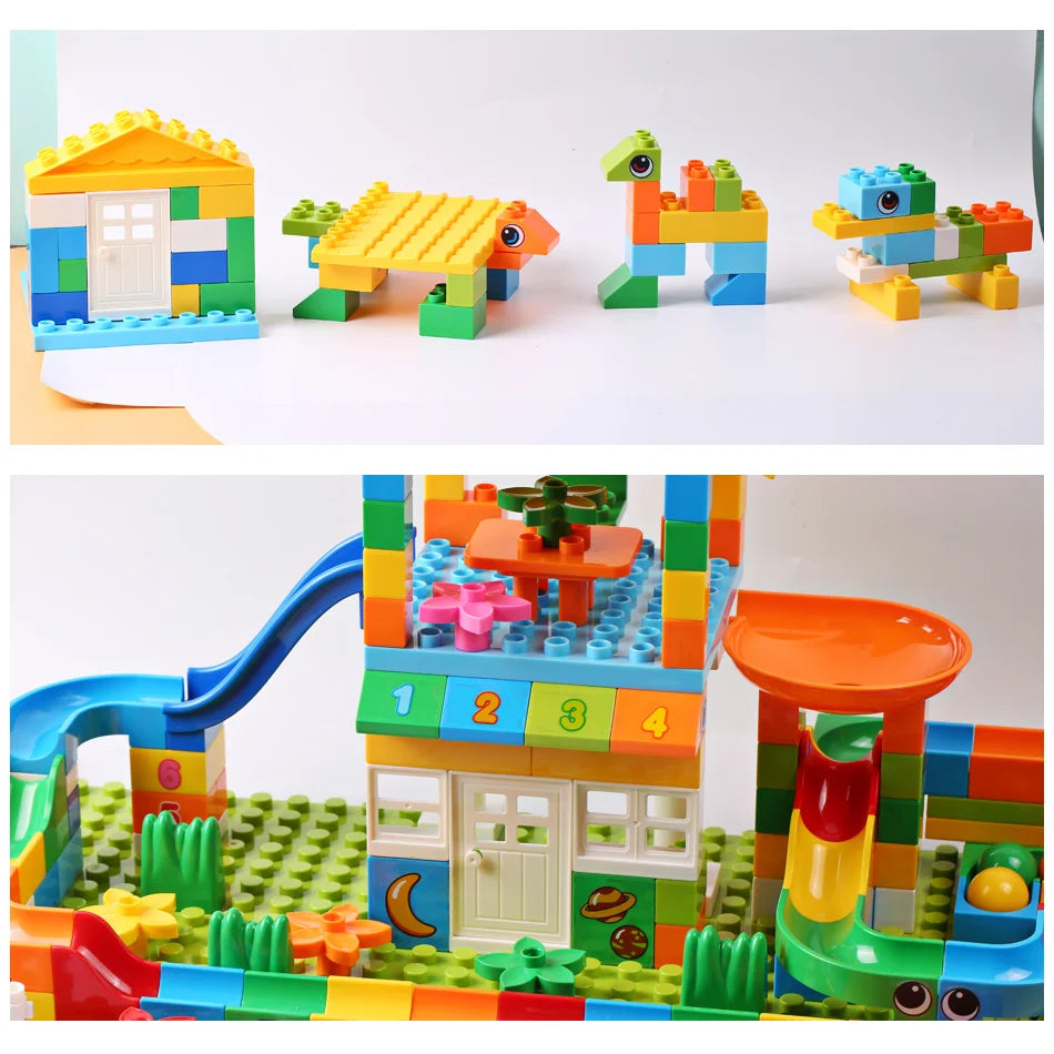 100PCS Big Particle Roof Blocks Compatible City House Big Size Slide Building Blocks Castle Brick Toys For Children