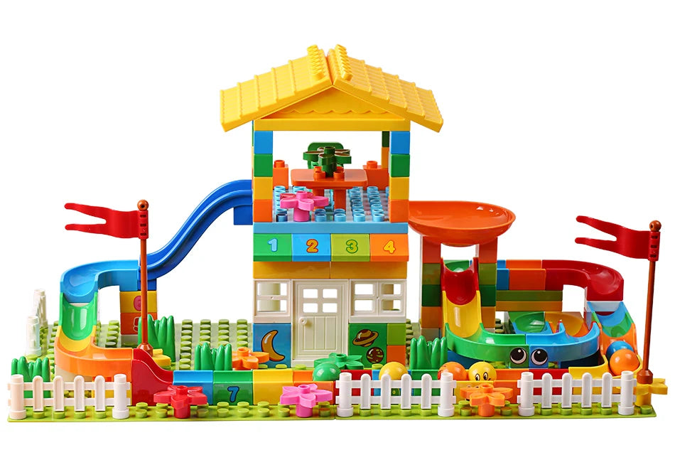 100PCS Big Particle Roof Blocks Compatible City House Big Size Slide Building Blocks Castle Brick Toys For Children