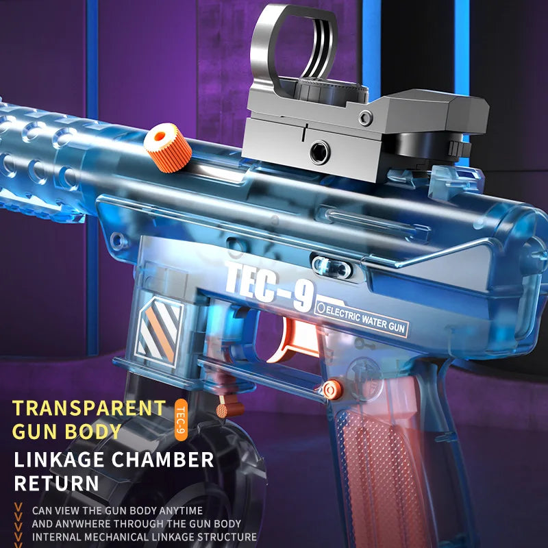 Electric Water Gun Toy Continuous Shooting with Firelight Large Capacity Water Pistol Summer Beach Outdoor Fun Game for Children