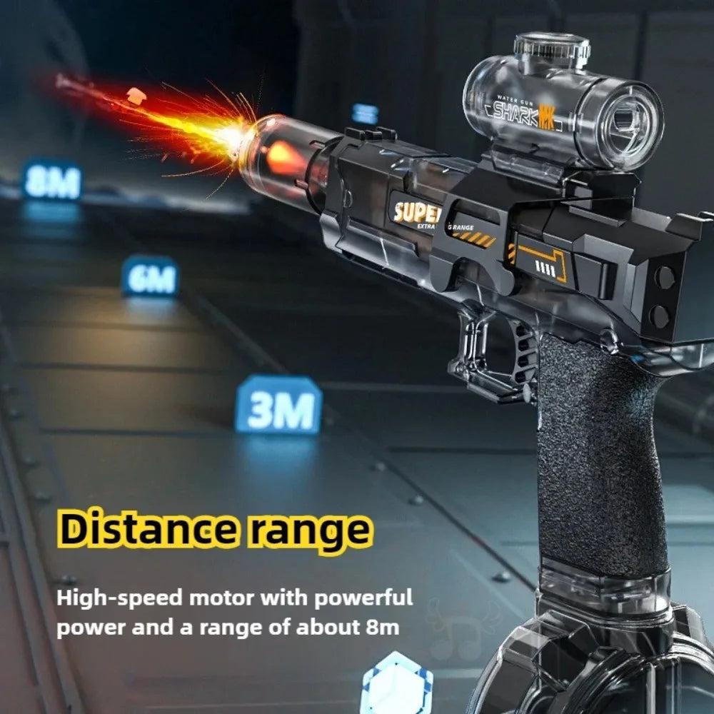 Electric Water Gun Toy Continuous Shooting with Firelight Large Capacity Water Pistol Summer Beach Outdoor Fun Game for Children