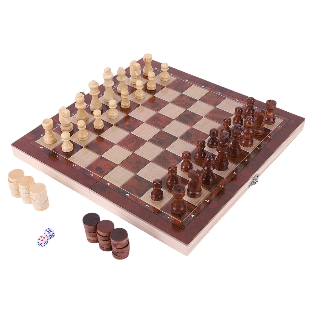 29x29cm Large Chessboard Developing Strategic Thinking 3 in 1 Chess Chekers Backgammon Foldable Chess Board for Kids Adults