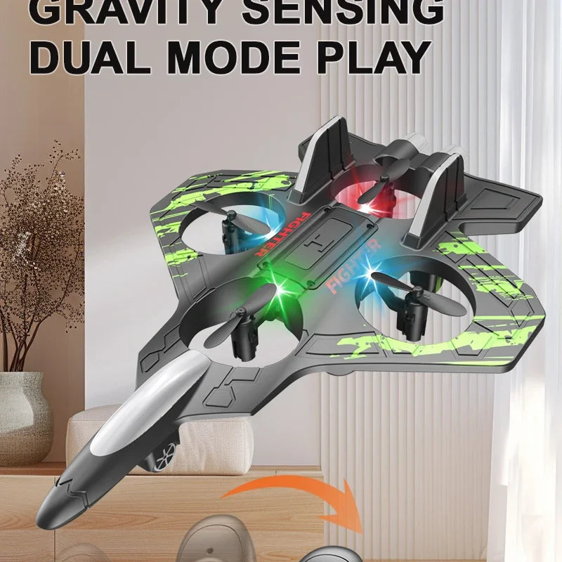 2.4G remote control fighter electric foam glider stunt tumbling UAV hovering helicopter with LED colorful lights aircraft model