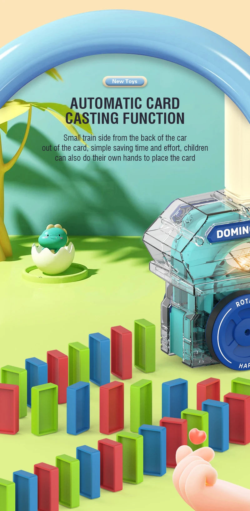 Automatic Domino Train with 60 Dominos Montessori Early Educational STEM Toys Train DIY Building Blocks Christmas Birthday Gift