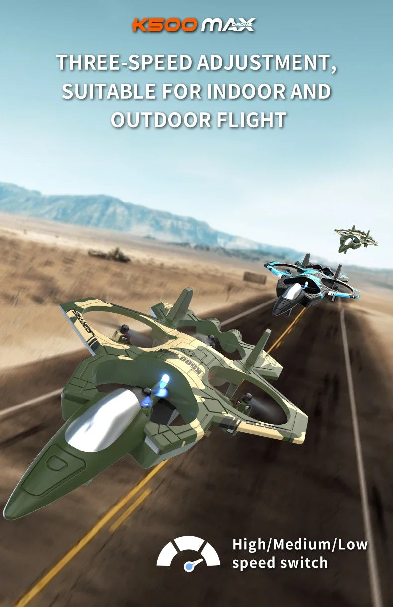 K500 MAX RC Plane Fighter 2.4G Remote Control Stunt Glider 360 ° Rolling Flight Flying EPP Foam Airplane with LED Toys for Kids