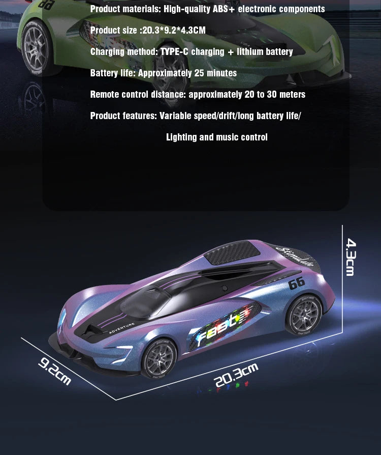 Rc Car 2.4G Radio Controlled Drift Car 20Km/h High-Speed Radio Control Racing Vehicles Winged Sports Car Drive Electric Model