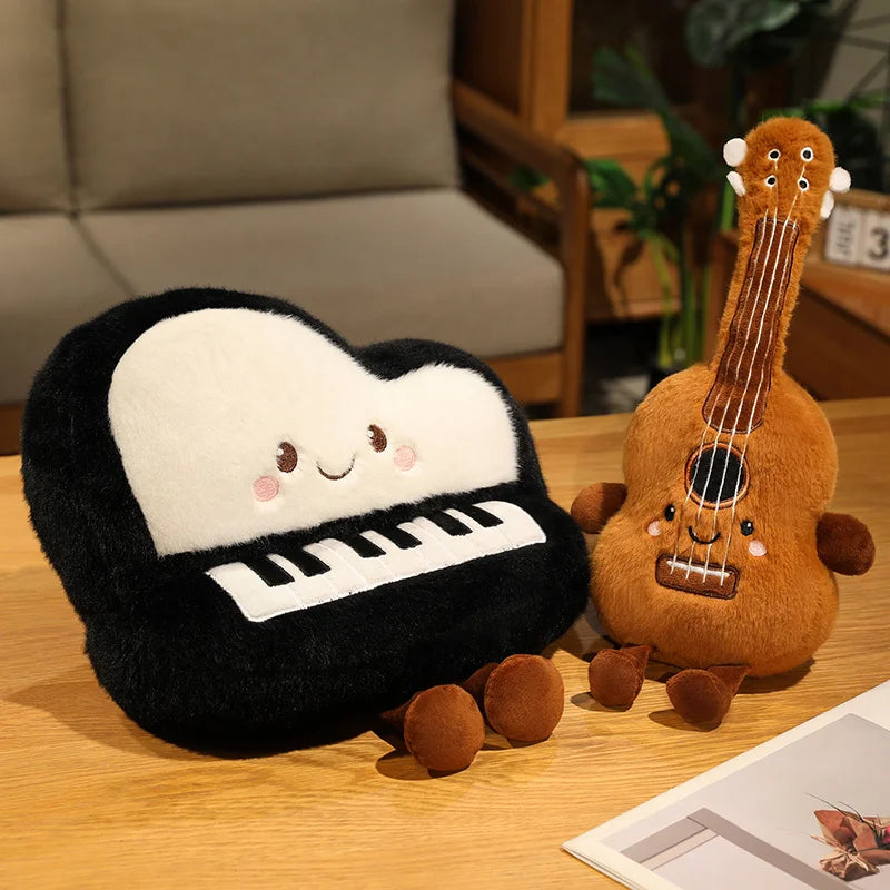 Adorable Musical Plush Toys Soft Violin Guitar Piano Round Drum Stuffed Dolls Instrument Gifts for Kids Music Lover Home Decor