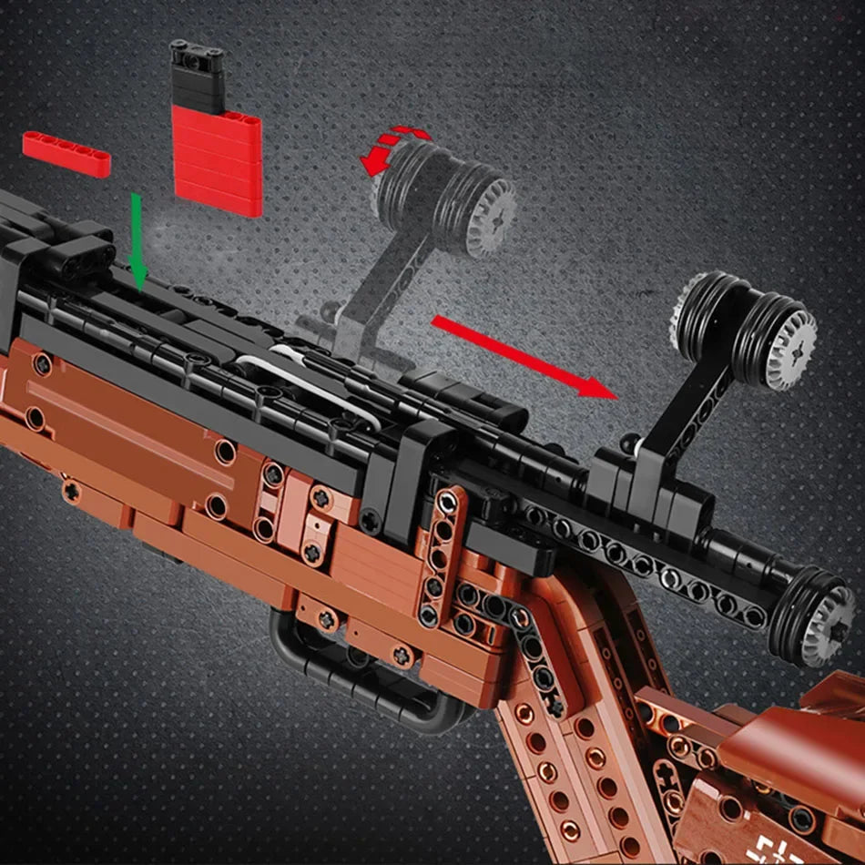 WW2 Military Series Rifle Gun K98 MP5 QBZ95 M4 Desert Eagle Weapon Building Blocks Pistol Machine Can Shoot Bullet Bricks Toys