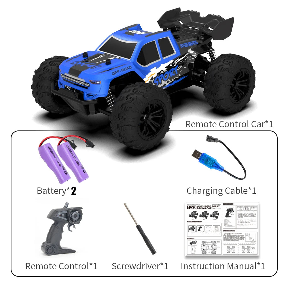 Rc Car High Speed with Light 2.4G Remote Control Racing Car Vehicle Truck 20KM/H Off-Road Climbing RC Toys for Kids Gift