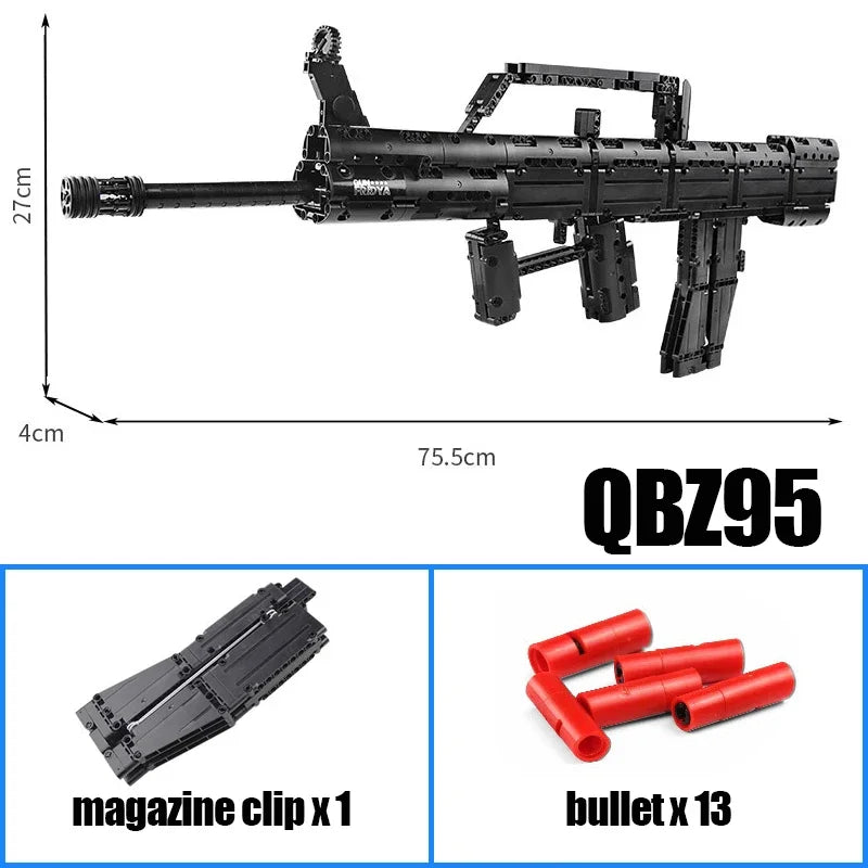 WW2 Military Series Rifle Gun K98 MP5 QBZ95 M4 Desert Eagle Weapon Building Blocks Pistol Machine Can Shoot Bullet Bricks Toys