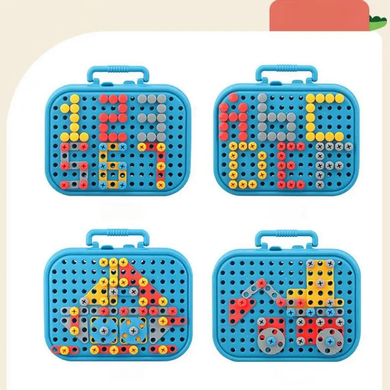 Children Toys Tool Set Electric Drill Screw Nut 3D Puzzle Toys Pretend Play Dinosaur Drilling Assembly Educational Toys for Boys