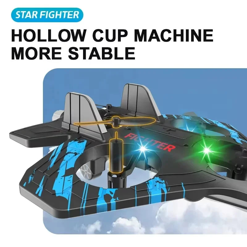 2.4G remote control fighter electric foam glider stunt tumbling UAV hovering helicopter with LED colorful lights aircraft model