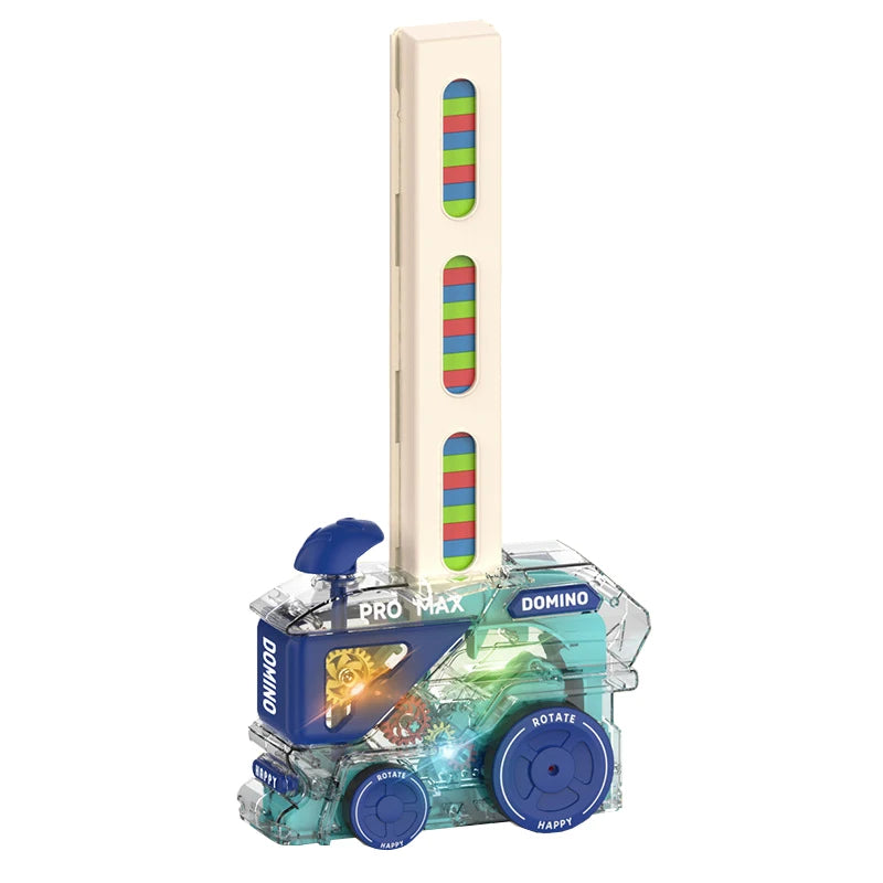 Automatic Domino Train with 60 Dominos Montessori Early Educational STEM Toys Train DIY Building Blocks Christmas Birthday Gift