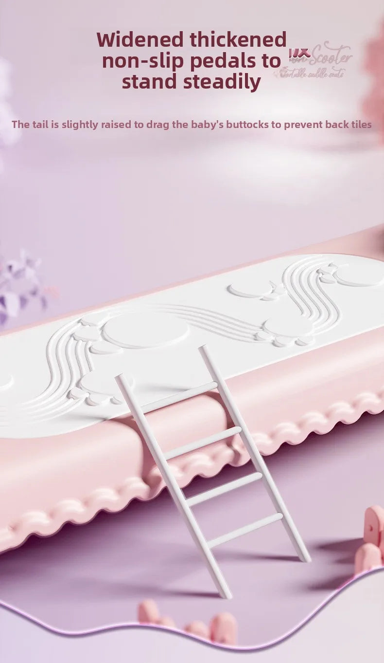 2-In-1 Children's Scooter Baby Kickboard 3 Height Adjustable 3-Wheel Music Light Foldable Micro Kcik Scooter Boy Girl Ages 2-10