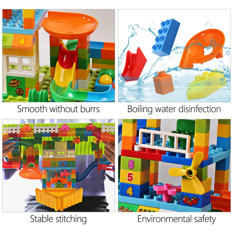 100PCS Big Particle Roof Blocks Compatible City House Big Size Slide Building Blocks Castle Brick Toys For Children