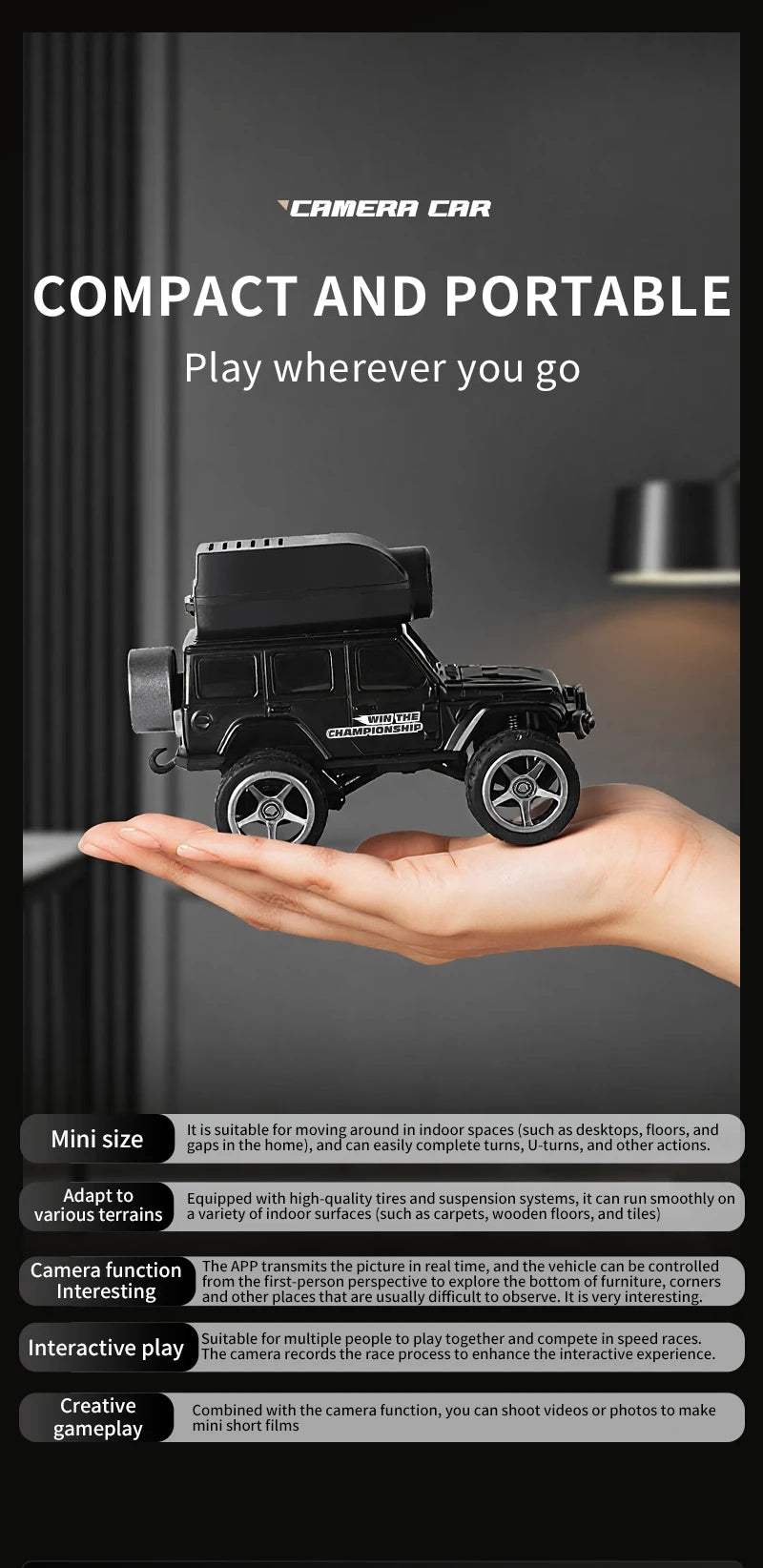 Remote Control Mini Car With LED Light and HD Camera