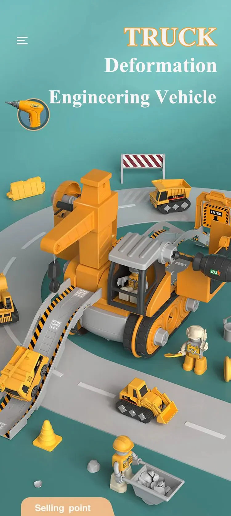 Kids Engineering Vehicle Electric Drill Tool Toys Match Children Educational Assembled Sets Tools For Boys Nut Building Gift