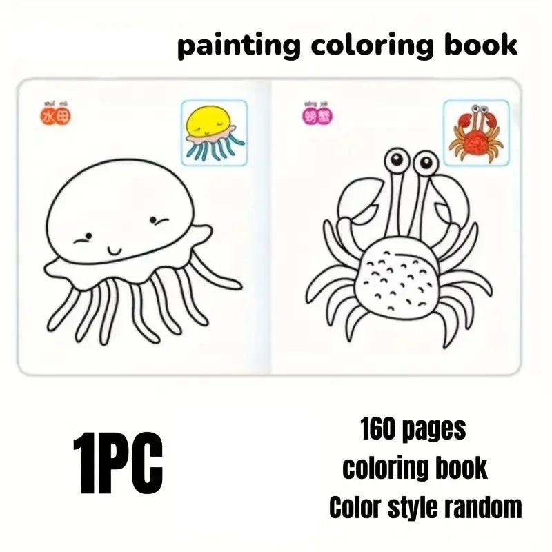 160-Page Coloring & Drawing Book with Animal & Nature Themes Non-Toxic Safe Paper Blue Cover Art Supplies Creative Birthday Gift