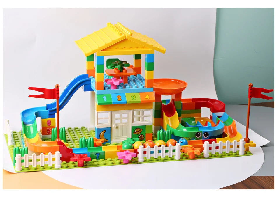 100PCS Big Particle Roof Blocks Compatible City House Big Size Slide Building Blocks Castle Brick Toys For Children