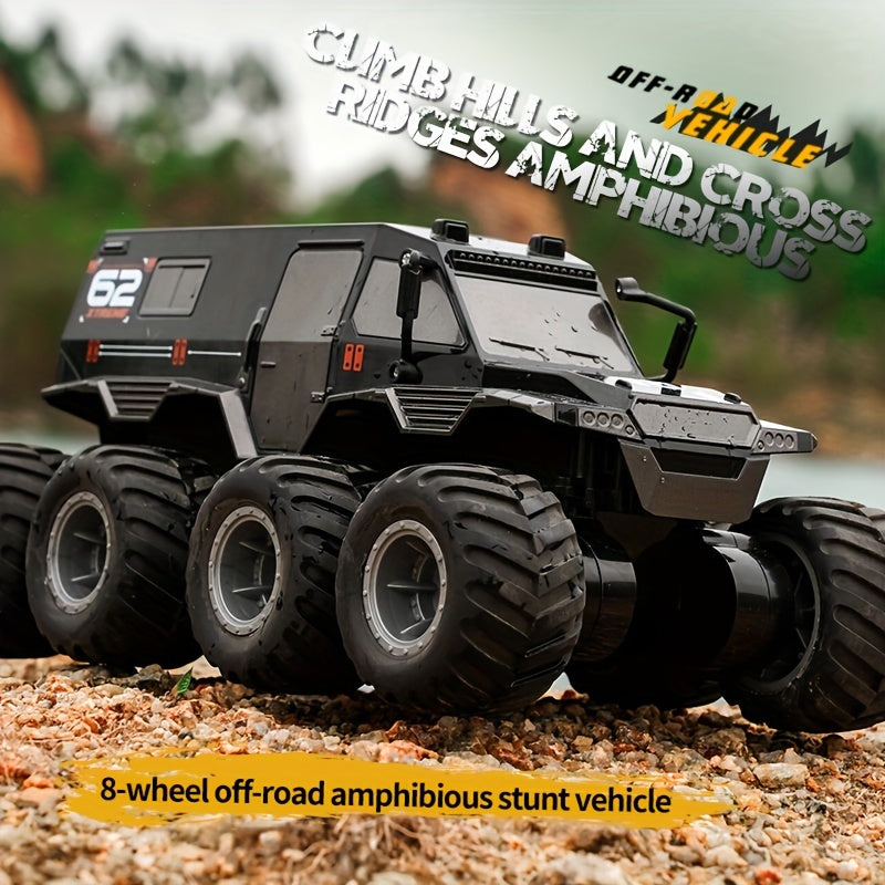 RC Car 8WD Amphibious Monster Truck, 2.4G Off Road Big Remote Control Car, All Terrain RC Cars Toys, Gift for Birthday Christmas