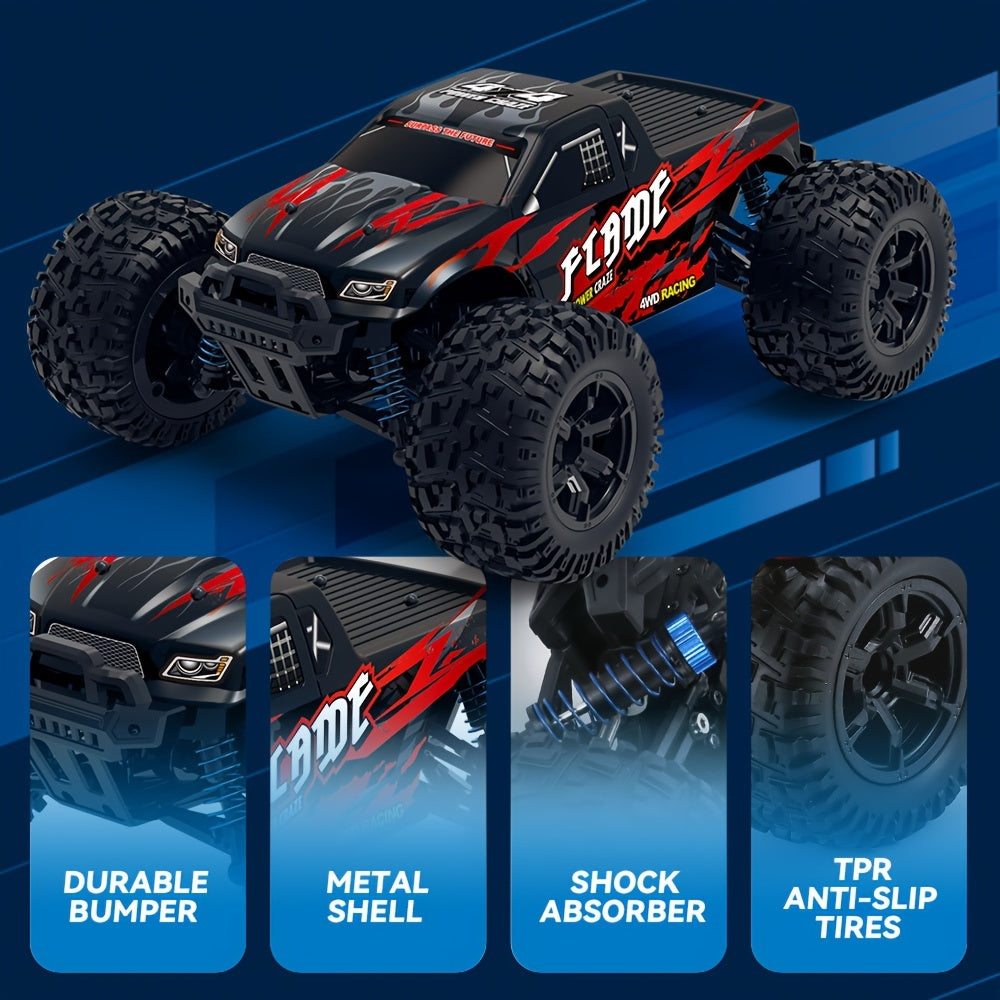 Fast RC Cars, 1:16 40KM/H High Speed Remote Control Car, 4X4 All Terrains RC Monster Truck, 2.4GHZ Off-Road Hobby Electric Vehicle Car Gift For Xmas, Rechargeable Battery With USB, Carbon Brush Motor