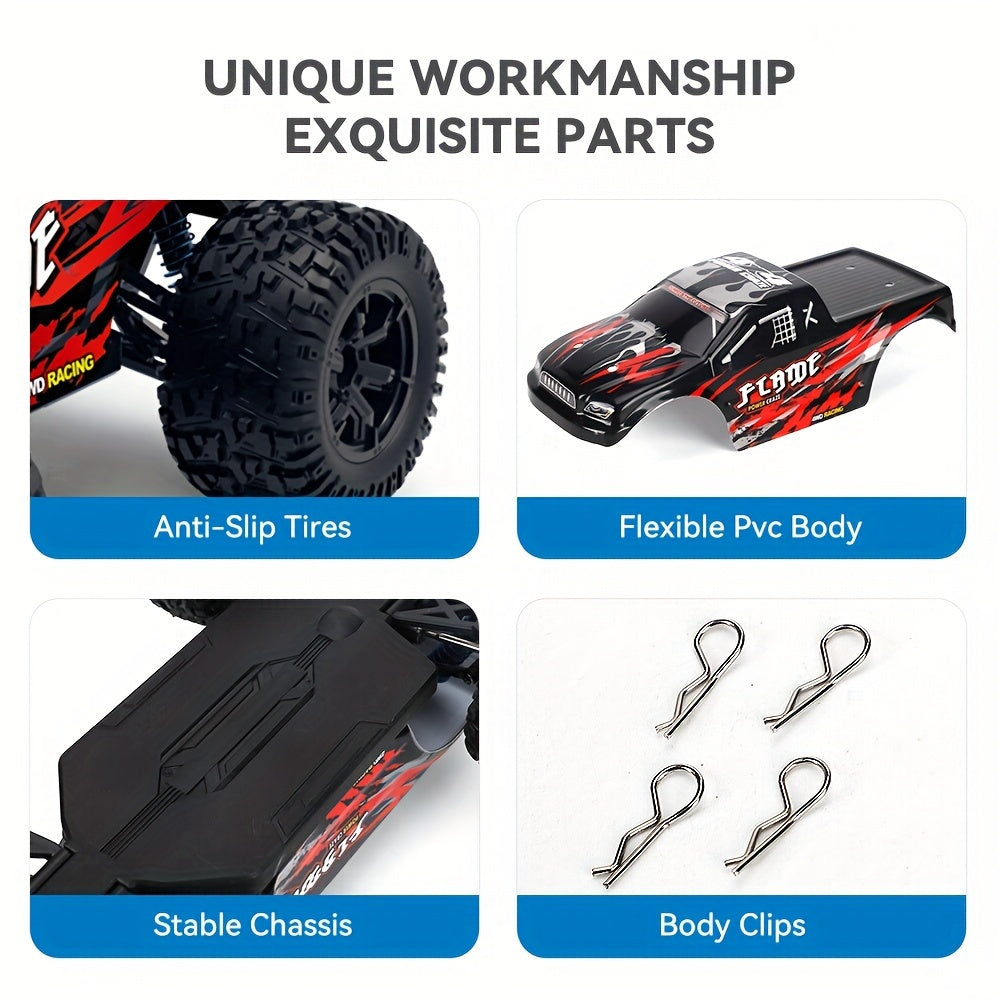 Fast RC Cars, 1:16 40KM/H High Speed Remote Control Car, 4X4 All Terrains RC Monster Truck, 2.4GHZ Off-Road Hobby Electric Vehicle Car Gift For Xmas, Rechargeable Battery With USB, Carbon Brush Motor