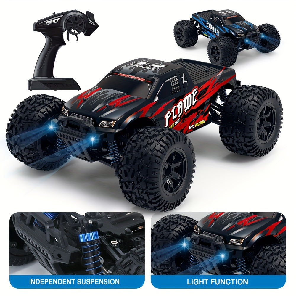 Fast RC Cars, 1:16 40KM/H High Speed Remote Control Car, 4X4 All Terrains RC Monster Truck, 2.4GHZ Off-Road Hobby Electric Vehicle Car Gift For Xmas, Rechargeable Battery With USB, Carbon Brush Motor