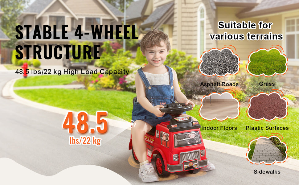 SucceBuy Ride On Push Car Kids Ride On Car with Music Steering Wheel & Under Seat Storage for Toddlers Ages 3-12 Ride Racer